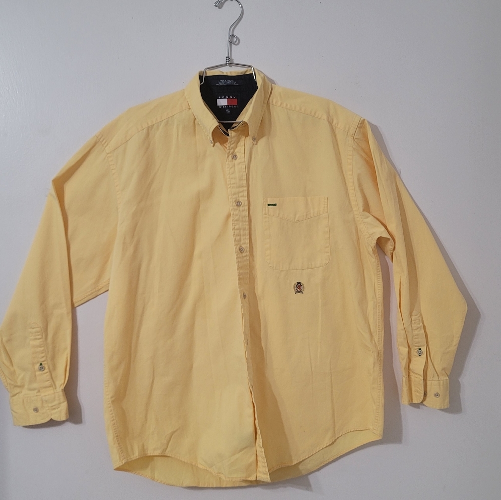 Vintage Tommy Hilfiger-Long sleeve button down shirt size M, yellow color